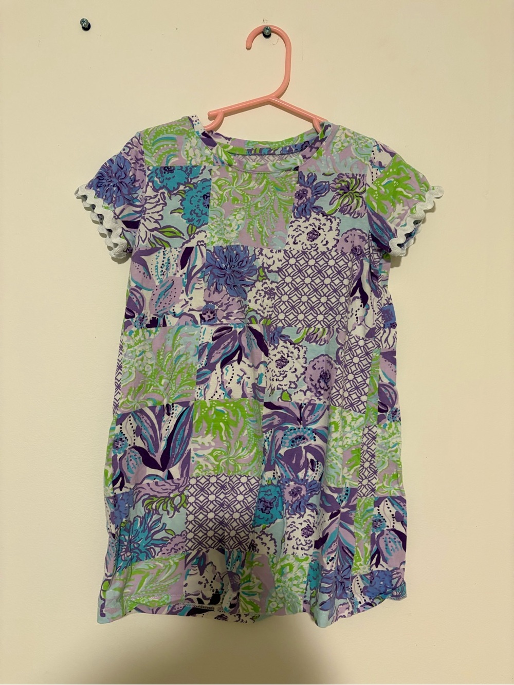Lilly Pulitzer Lavender Floral Patchwork Short Sleeve Dress